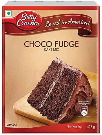 Betty Crocker Choco Fudge Instant Cake Mix Powder, 3 Step, Whisk, Pour & Bake, 475 g