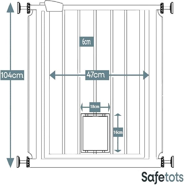 Bettacare Pet Gate with Lockable Cat Flap 45 - 48 Inches White Height 41 Inches Extra High Safety Barrier for Dogs with Cat Flap - 2