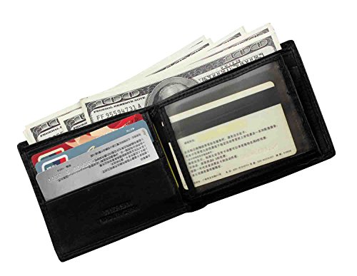 Skull Cross Mens Leather Bifold ID Card Money Wallet W/Jeans Chain4