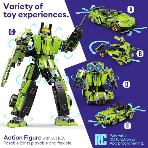 LECPOP 5-in-1 STEM Building Blocks Kit, RC Sports Car and Transform Robot - Image 4