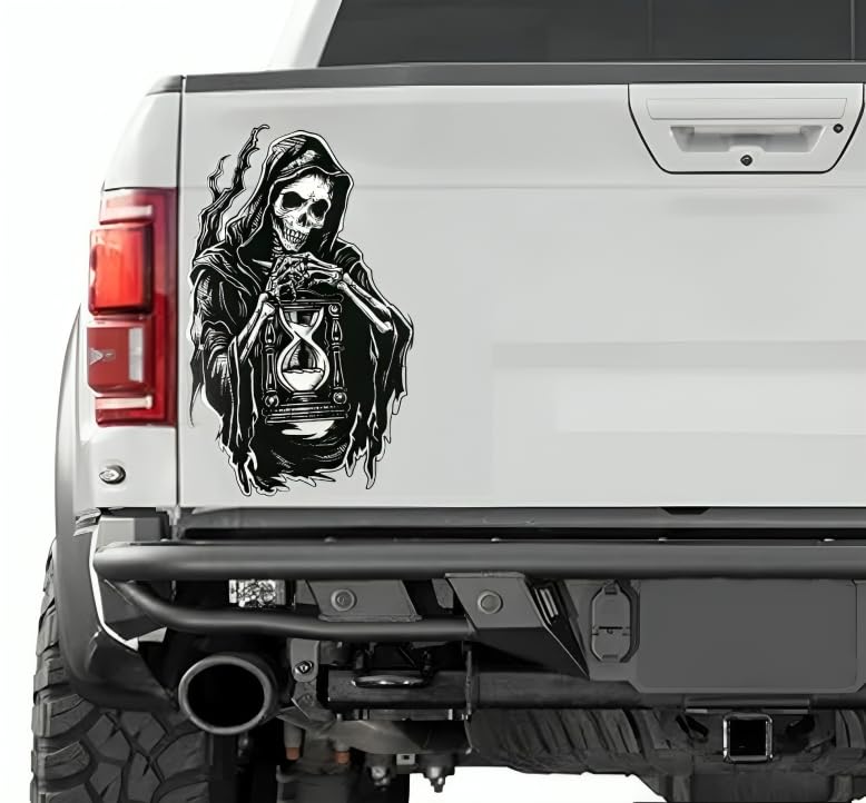 Image of Grim Reaper Holding Hourglass Tattoo Vinyl Bumper Decal Sticker for Windows, Cars, SUVs, Bikes, Laptops, Notebooks etc Waterproof (10 inch Inch)