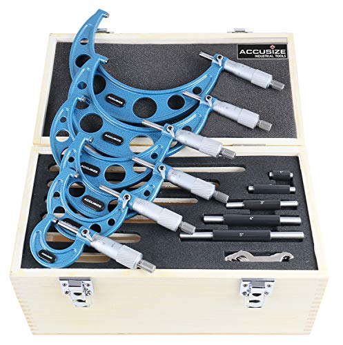 Accusize Industrial Tools 0-6 Inch By 0.0001'' Ultra-Precision Outside Micrometers With Carbide Tips 6 Pc Set, Eg00-0906 #TOP3