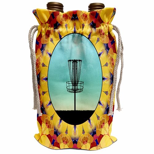 Wine Bag - Disc Golf Abstract Basket - colorful mandala frisbee disc golf design Disc Golf