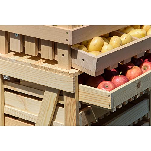 dobar® Green Label 29024FSCe Apfelstiege mit 6 Schubladen | Obsthorde aus Massivholz | Vorratsregal für Lebensmittel | Apfelkiste | Obstkiste | 51 x 40,5 x 70,5 cm | Massiv Kiefer Natur