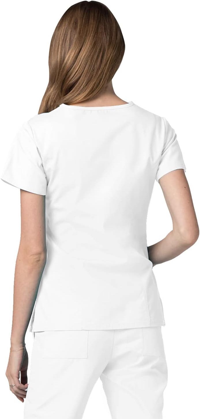 Adar Universal Scrubs for Women - Double Stitched Mock Wrap Scrub Top
