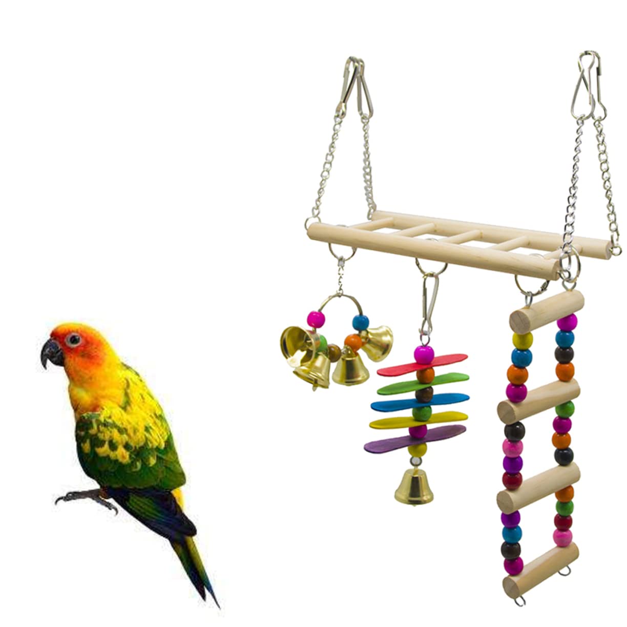 Happyyami 3piezas Escalera De Juguete para Aves Juego De Puente Colgante y Columpio para Periquitos Accesorios para Jaula De Aves para Escalar y Jugar