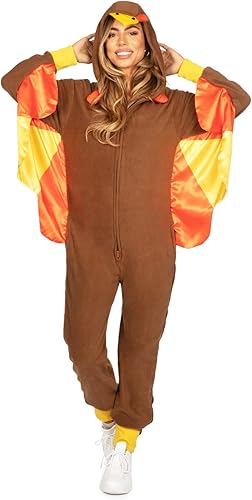 Tipsy Elves Divertido mono navideño para hombres y mujeres, overol de pavo de Acción de Gracias con alas