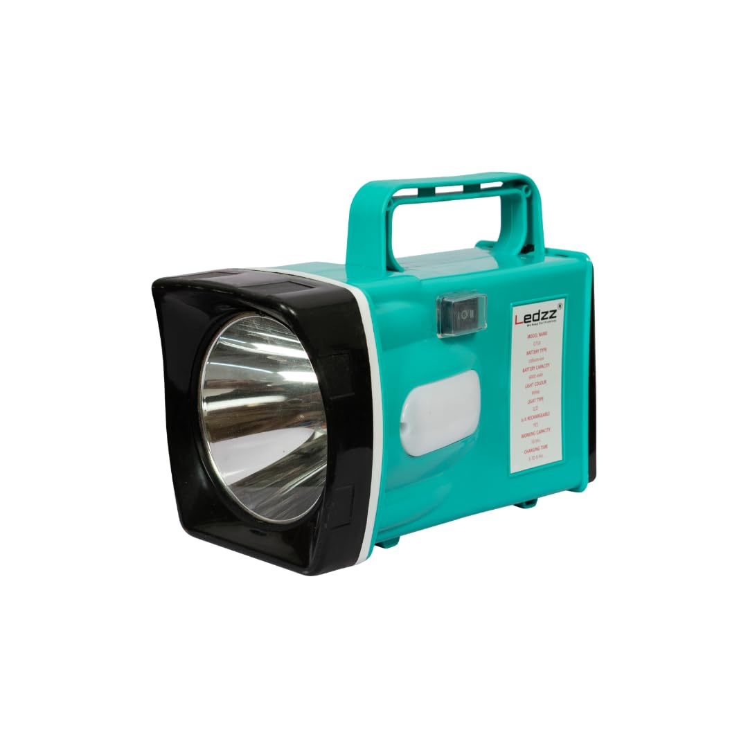 Rechargeable LED Torch Light 50W High Brightness, 6000mAh Lithium-Ion Battery, 10 Hours Backup, Long Range Searchlight with Side LED, Type-C Charging, Portable Emergency Light (Rama Green)-image-27
