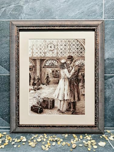 Image of RIOLIS - Old Photo. Rendezvous 2111, Valentine Cross Stitch Kits 11 inchx15, Cross Stitch Kits for Beginners & Advanced, Crossstitching Kits Adult, Counted Stitching Kits, Valentine Embroidery Kit