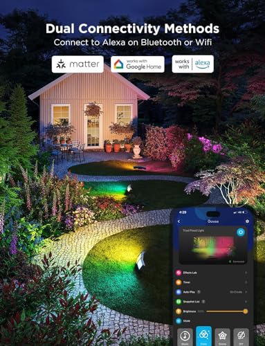 Image of Govee Triad Outdoor Flood Lights, 48W 4500LM RGBIC 3 Head Security Lights, 2700-6500K, IP66 Waterproof, Smart WiFi Outdoor Lights with App Control for Garage, Yard, Porch, Compatible with Alexa