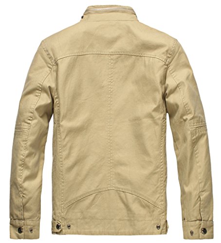 Wantdo Men's Cotton Casual Fall Windbreaker Jacket Khaki,Large #TOP1