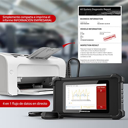 thinkcar Diagnosis Coche Multimarca, SR4 Obd2 Diagnosis con 4 Sistema (ABS + SRS + ECM + TCM) y 3 Servicio de Mantenimiento (Oil + EPB + SAS Gratis), cable electrico, rojo, Maquina