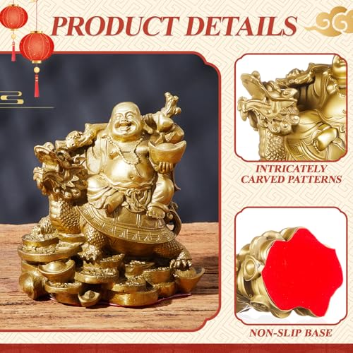 Estatua Buda Risueño de Latón Feng Shui 4.5 pulgadas miniatura 3
