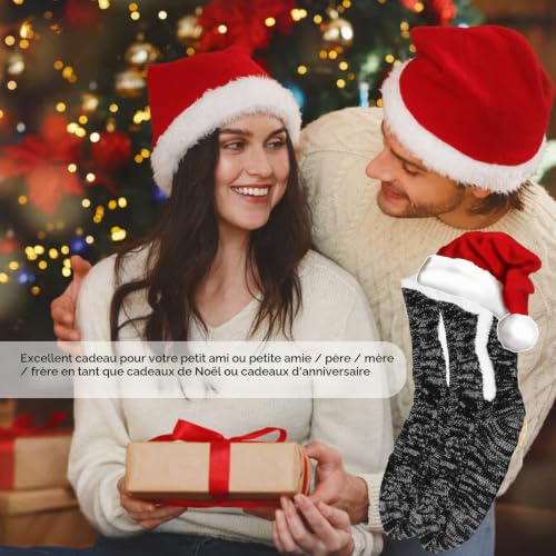 Niofind Chausson Chaussette Femme Homme, Chaussettes Pantoufles Antidérapantes Thermiques, Hiver Chaussette Chaude Polaire, Grosses Chaussettes Pilou Pilou de Noel, Cadeau de Noël – vue 8