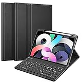 Superschlankes Design bietet umfassenden Schutz und hat nur ein leichtes Gewicht. Der verstellbare Ständer hält Ihr iPad Air 5 / 4 sicher im Querformat. Die Reichweite der Bluetooth Tastatur ist 10 Meter. Sie verbindet problemlos und schnell mit Ihrem iPad und anderen iOS Geräten (mit Bluetooth Funktion).