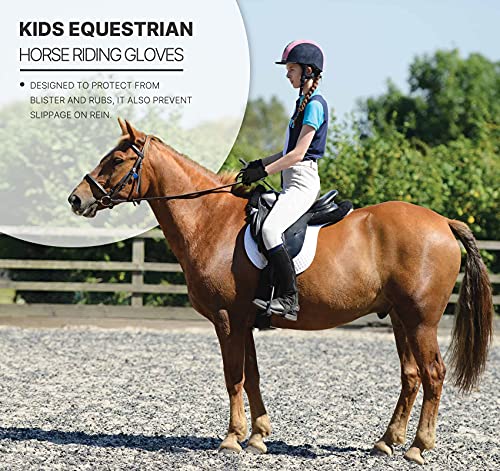 Amoy Kids Horse Riding Gloves Breathable Children Equestrian Horseback Anti-Slipping Boys & Girls Youth Outdoor Biking Cycling Sport Mitts Black M Age 8-10 #TOP3