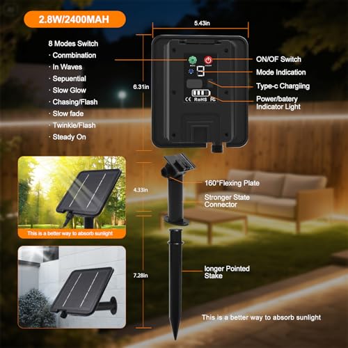 Cinta LED Solar KISUFU 24V 16.4FT Blanco Cálido miniatura 5