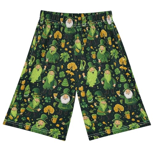 ALAZA St. Patrick's Day Funny Clover Leaves Pajama Shorts Sleep Shorts Pant Lounge Pajama Bottoms Elastic Waist with Pockets