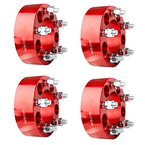 CarBole Separadores de Ruedas para Coche 5x114.3mm & 50mm con Perno: 5 x 4.5 | Central de Orificio : 82.5mm Compatible con Jeep, etc. (4 Piezas | Rojo | Número de Agujeros 10)