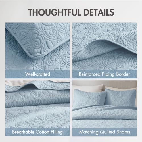 Image of Madison Park Luxurious Cotton Damask Quilt Set, 2PC Twin /Twin XL Bed Set