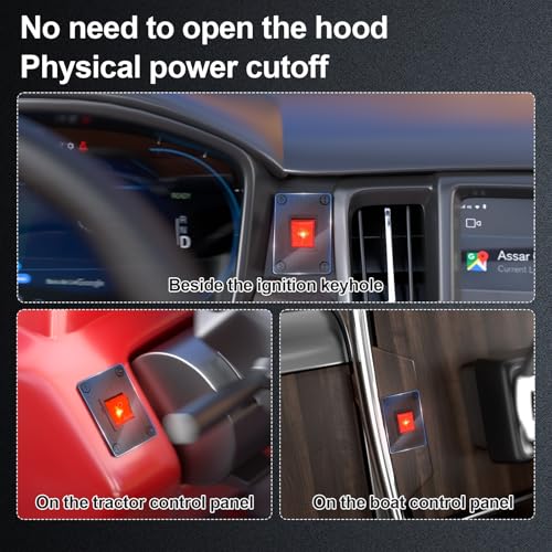 Image of 12V 250A Battery Disconnect Switch Kill Switch | KCD4 Illuminated Boat Rocker Panel Switch (AC 16A 250V /20A 125V) for Car Truck RV, 9.84 FT Cable, Prevent Battery Drain
