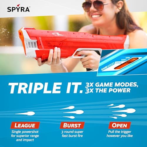 Image of SPYRA Electric Water Blaster, Outdoor Squirt Gun for Pool Games, Red