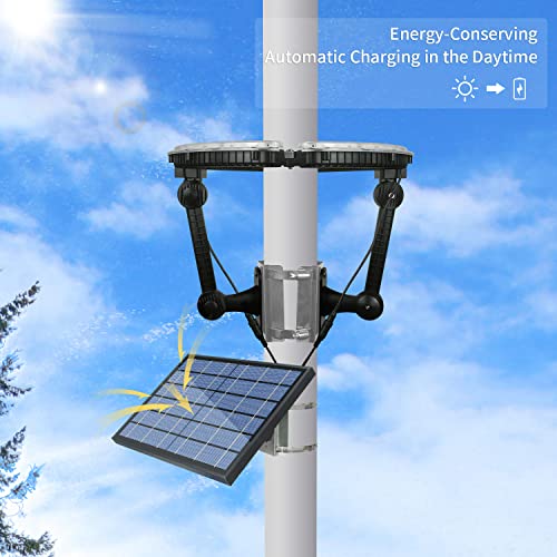 enrybia Flag Pole Light Solar Powered 4640 Lumens Brightest Solar Flagpole Light Outdoor Waterproof Dusk to Dawn 32 LED Ring Spotlights 12000mAh Batteries Adjustable Clamp fit 2-6” Dia Flagpoles - Thumbnail 2