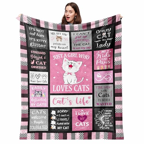 Pezolen Cat Blanket Gifts 50"x60", Cat Gifts for Women, Cat Lover/Mom/Lady Gifts