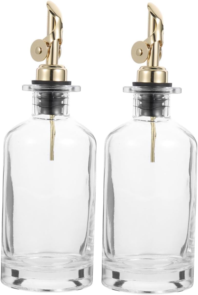 Automatic Open-close Oil Dispenser Glass Bottle 500ml Set of 2 with Anti-leak Spout for Kitchen Cooking and Vinegar Storage