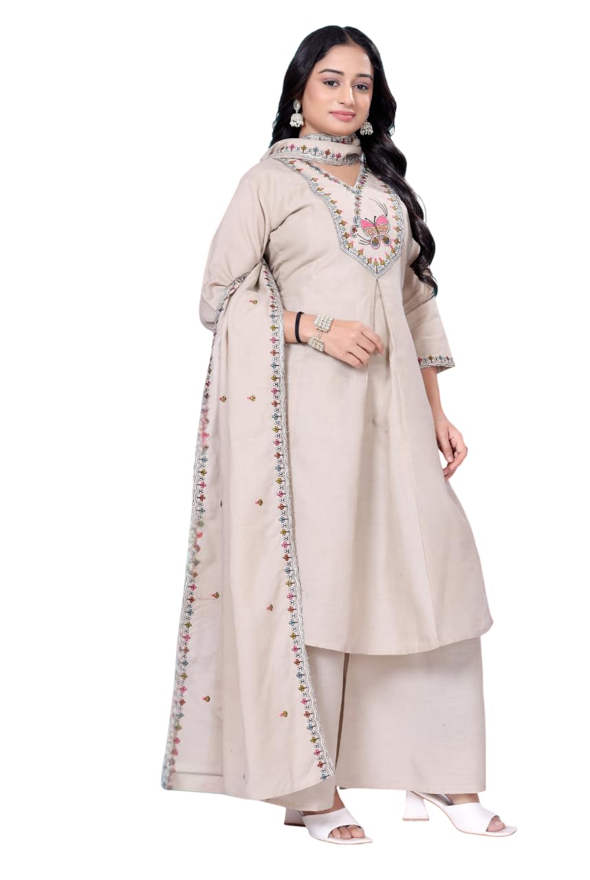 Cotton Blend Women Kurti With Dupatta & Bottomwear (butterfly kurti)-image-26