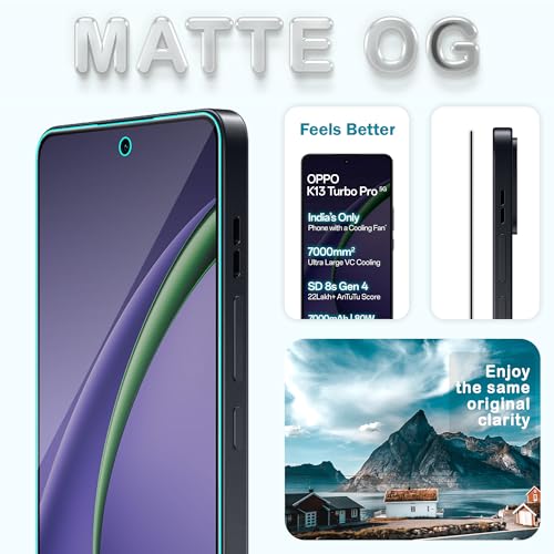 Image of FIRST MART Matte Anti-Glare Tempered Glass for Oppo K13 Turbo Pro and Oppo K13 Turbo With Installation Kit | Military-Grade Gaming Screen Protector & Cable Guard | Edge to Edge Coverage | Black