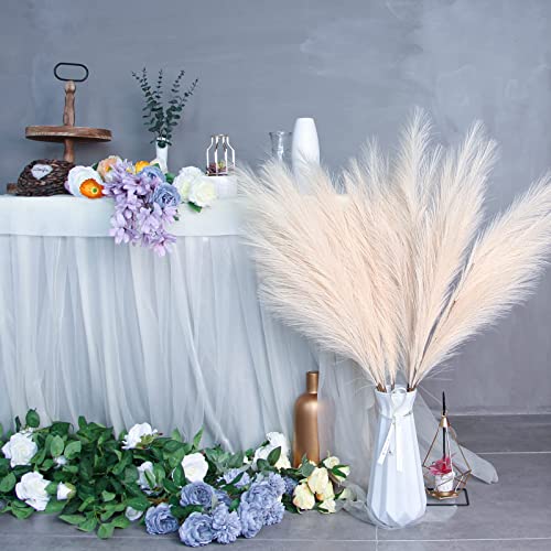 Zifty Boho Decor 7-Pcs 38"/3.1Ft Faux Pampas Grass Large Tall Fluffy Artificial Fake Flower Bulrush Reed Grass For Vase Filler Farmhouse Home Wedding Decor (Beige) #TOP5