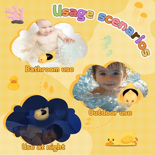 Image of Baby Bath Thermometer - Digital Floating Water Thermometer with LED Display & Color Temperature Alerts, Rechargeable Bath Toy for Infant Bathtub Safety, Newborn Bath Essentials Gift