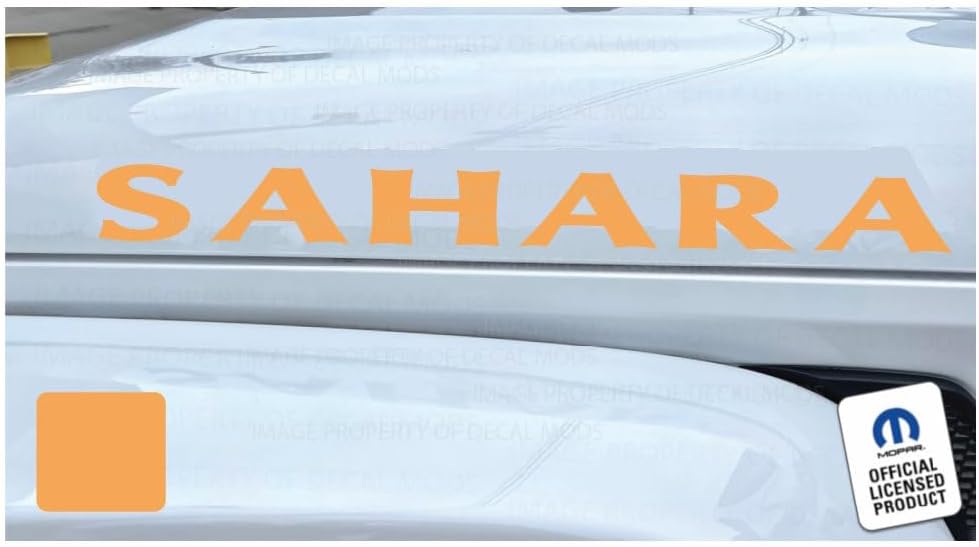 Decal Mods Sahara Hood Graphic Decal/Sticker fits Jeep Wrangler JK/JL/JT (2007-2024) Black Matte CBM (Set of 2) | SJ4T4