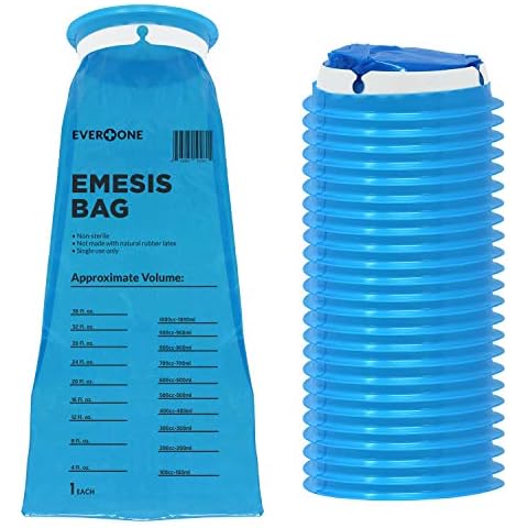 EverOne Emesis Disposable Blue Vomit Bags, Leakproof, For Travel, Uber, Taxi, Motion Sickness, Pregnancy, Kids, 24 Count Cover