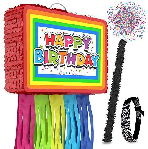 Birthday PiÃ±ata 4-Piece Set great for Boy, Girl, and Adult party. Happy Birthday Decorations, fun & unique style, fits candy party favors (16â€X10â€) durable!