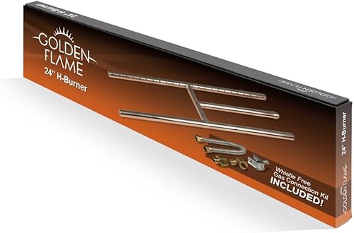 Miniatura 9 de Golden Flame Fogata y quemador H de 30 x 6 pulgadas (gas natural) con kit de conexión