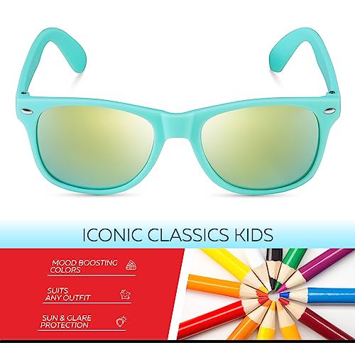 Image of Retro Rewind Kids Sunglasses for Boys Girls Age 3-12 - Shatterproof UV400 Toddler Children Sun Glasses