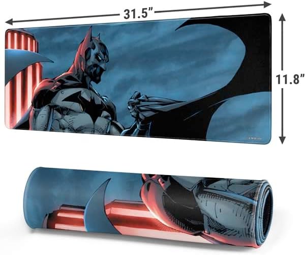 Skinit Large Gaming Mouse Pad - Officially Licensed Batman Clenched Fist Design with Stitched Edges, Waterproof, Non-Slip Rubber Base, Desk Mat for Keyboard & Mouse, 31.5" x 11.8" inches