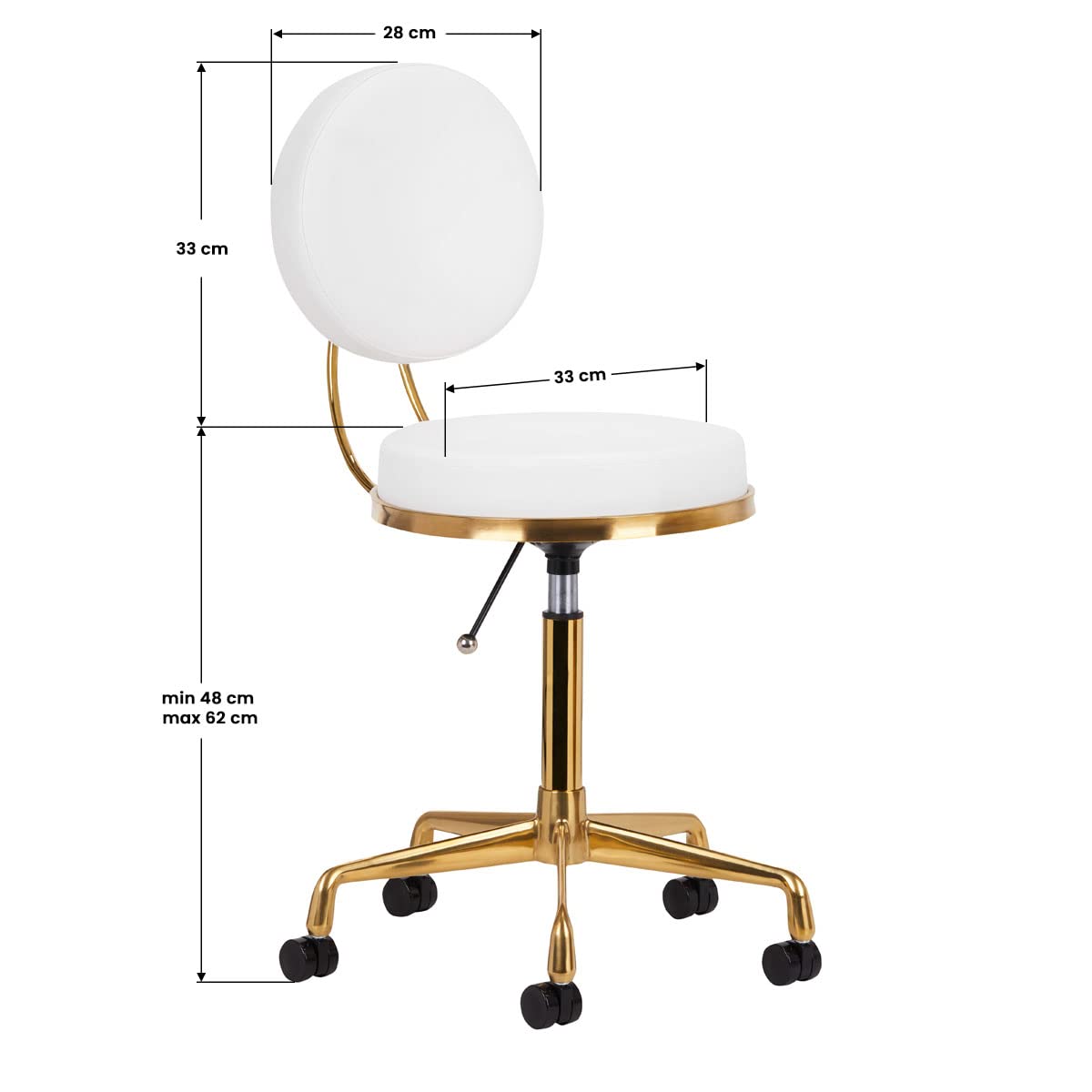 ACTIVESHOP Sgabello cosmetico a rotelle H5 oro bianco
