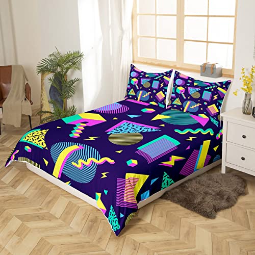 Erosebridal LWH25932WT-TJ_UST Retro 80S Style Bedding Set Twin,Abstract Geometric Pattern Duvet Cover Urban Modern Design With Circles And Triangle Comforter Cover Colorful Pop Art Inspired Pattern Quilt Cover thumb #1