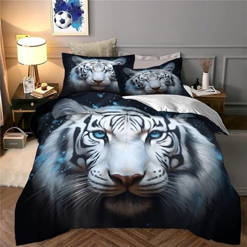 Lit ado parure tigre blanc 3D microfibre ultra douce - 6