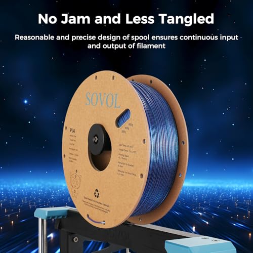Image of Sovol Silk PLA Filament with Blue Glitter 1kg 1.75mm, Color Changeable 3D Printer Filament 2.2lbs, Chameleon Shiny PLA Material + /-0.03mm, Shimmering 3D Printing Filament, Klein Blue