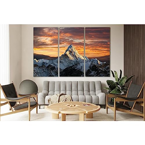 Impression sur toile Everest Népal Sunset ZELLART tableau grand format 140x90cm salon