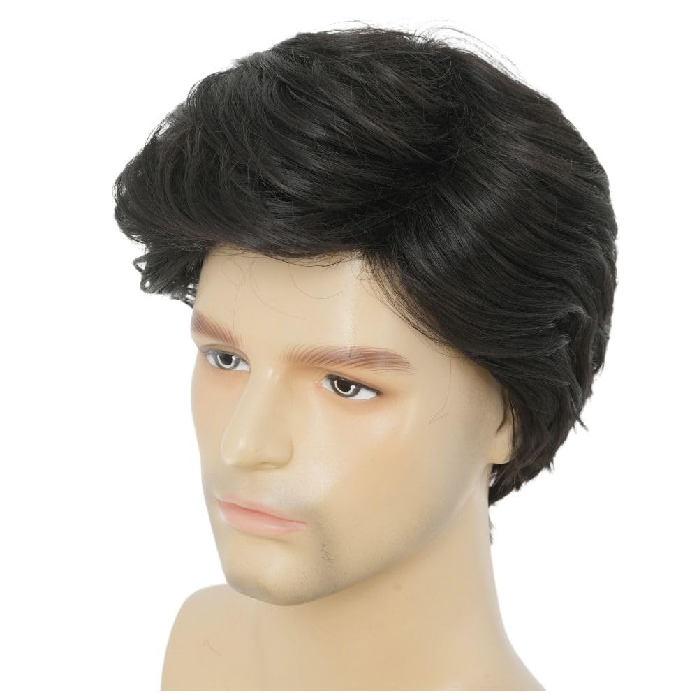 Black Short Wigs for Men Layered Natural Wigs Synthetic Replacement Full Wig for Male Guy Daily Use - Image 5
