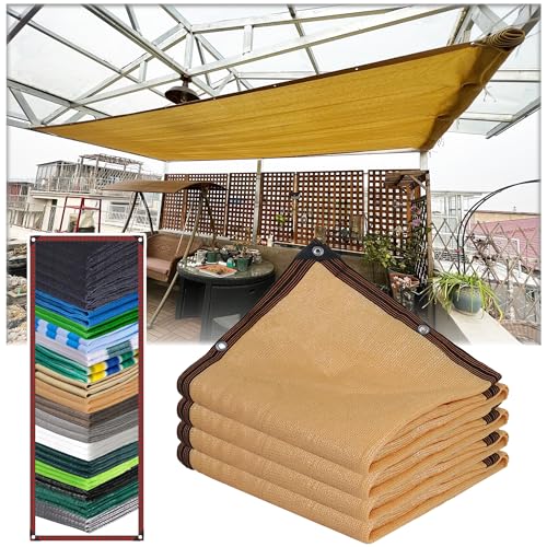SSFMSF Toldo Vela de Sombra Red de Protección Solar, Toldo Vela Rectangular Malla Sombra Exterior 90% UV Red de con Ojales, para Invernadero Jardín Patio Césped. (Amarillo ｜ 1 * 1m)