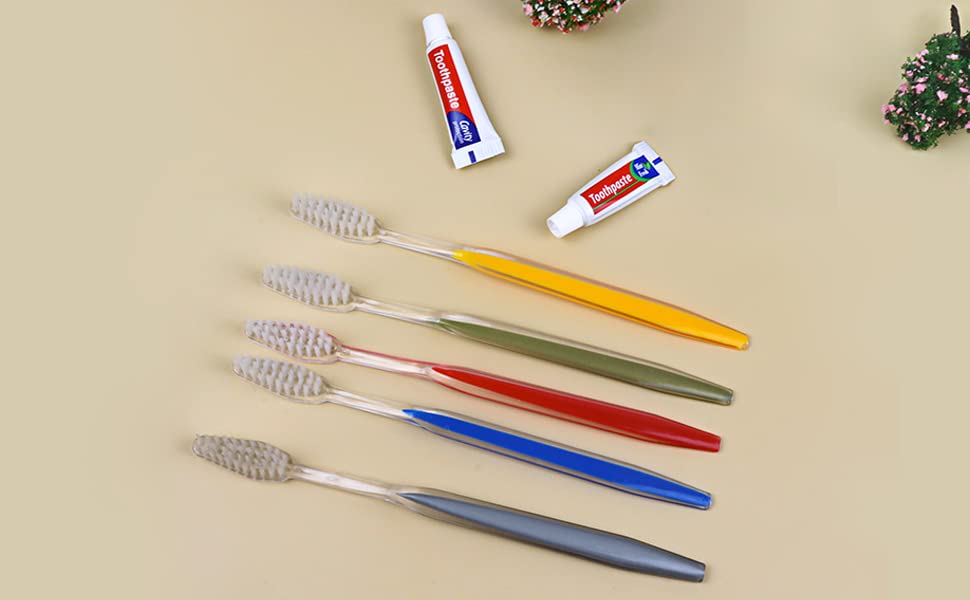 fafortune Disposable Toothbrushes with Toothpaste 200pcs (5 Colors)