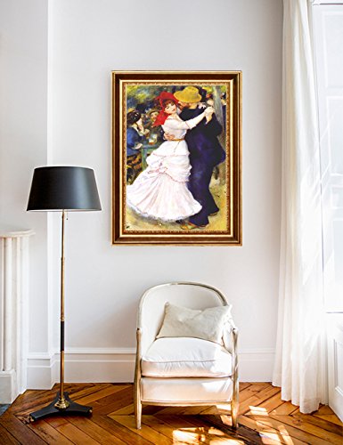 Eliteart- Dance At Bougival By Pierre-Auguste Renoir Oil Painting Reproduction Giclee Wall Art Canvas Prints-Framed Size:20 1/2" X29 1/2" #TOP2