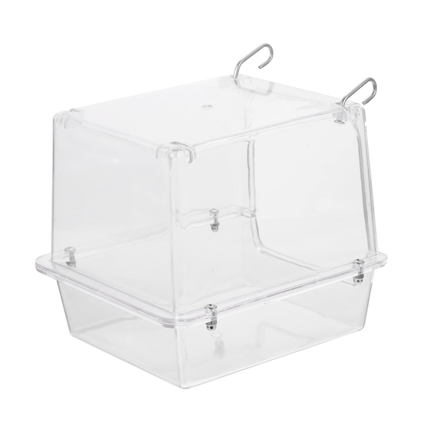 BESPORTBLE Vasca da Bagno per Uccelli da Gabbia in Acrilico per Pappagalli | Bagnetto Sospeso, Formato Cubo Doccia, Adatto a Piccoli Uccelli e Canarini