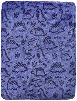 CREVENT 75X100cm Lightweight Fuzzy Fluffy Warm Plush Baby Blanket for Boys Infant Toddler Newborn Crib Cot Stroller (Blue Dinosaur)